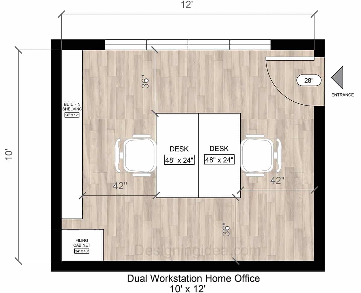Dual Workstation Home Office Floor Plan