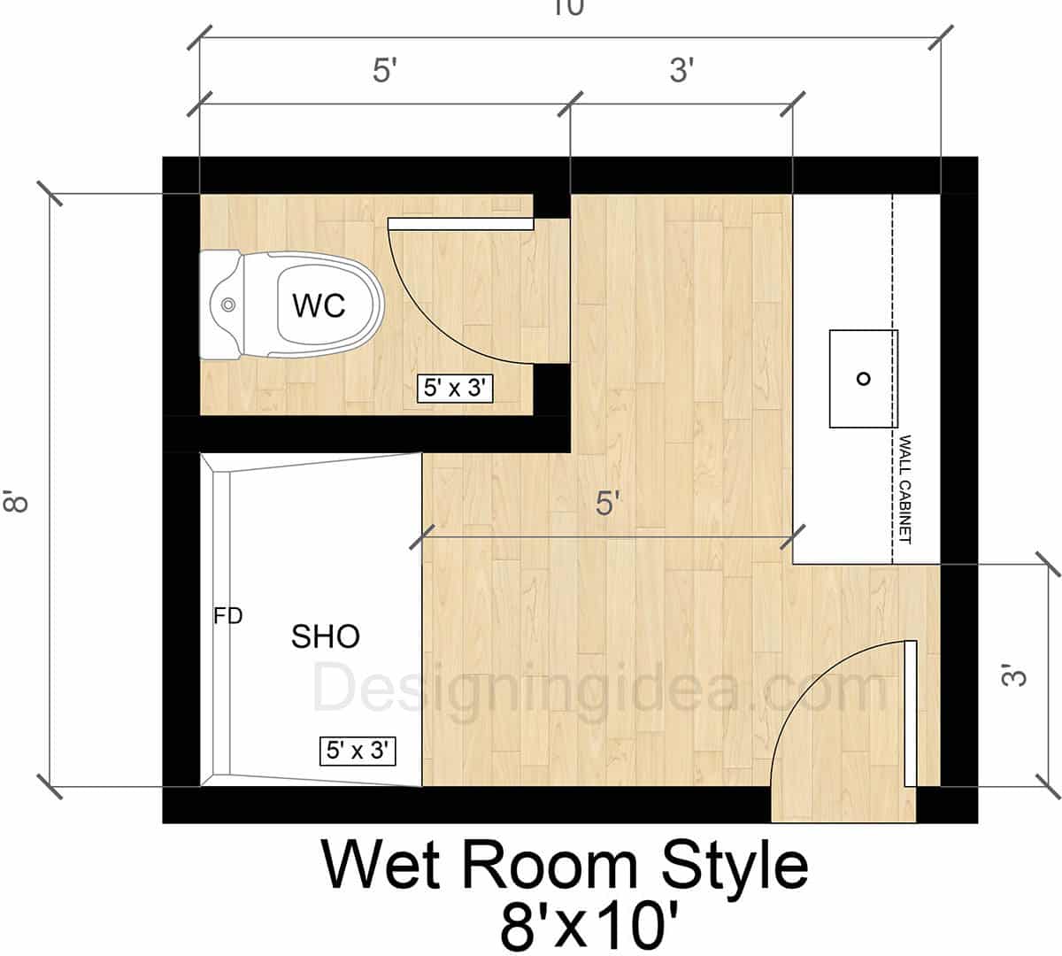 8x10 Wet Room Style Bathroom And Shower Design