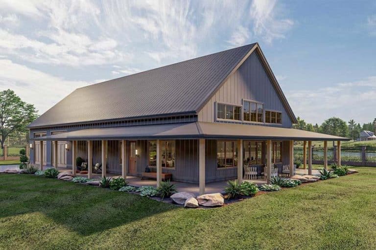 Barndominium House Plan With Wrap Around Porch