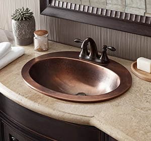 Bathroom copper sink with oval design