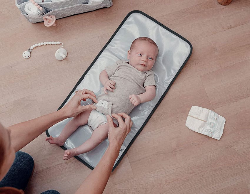 Diaper pad on the floor for home nurseries