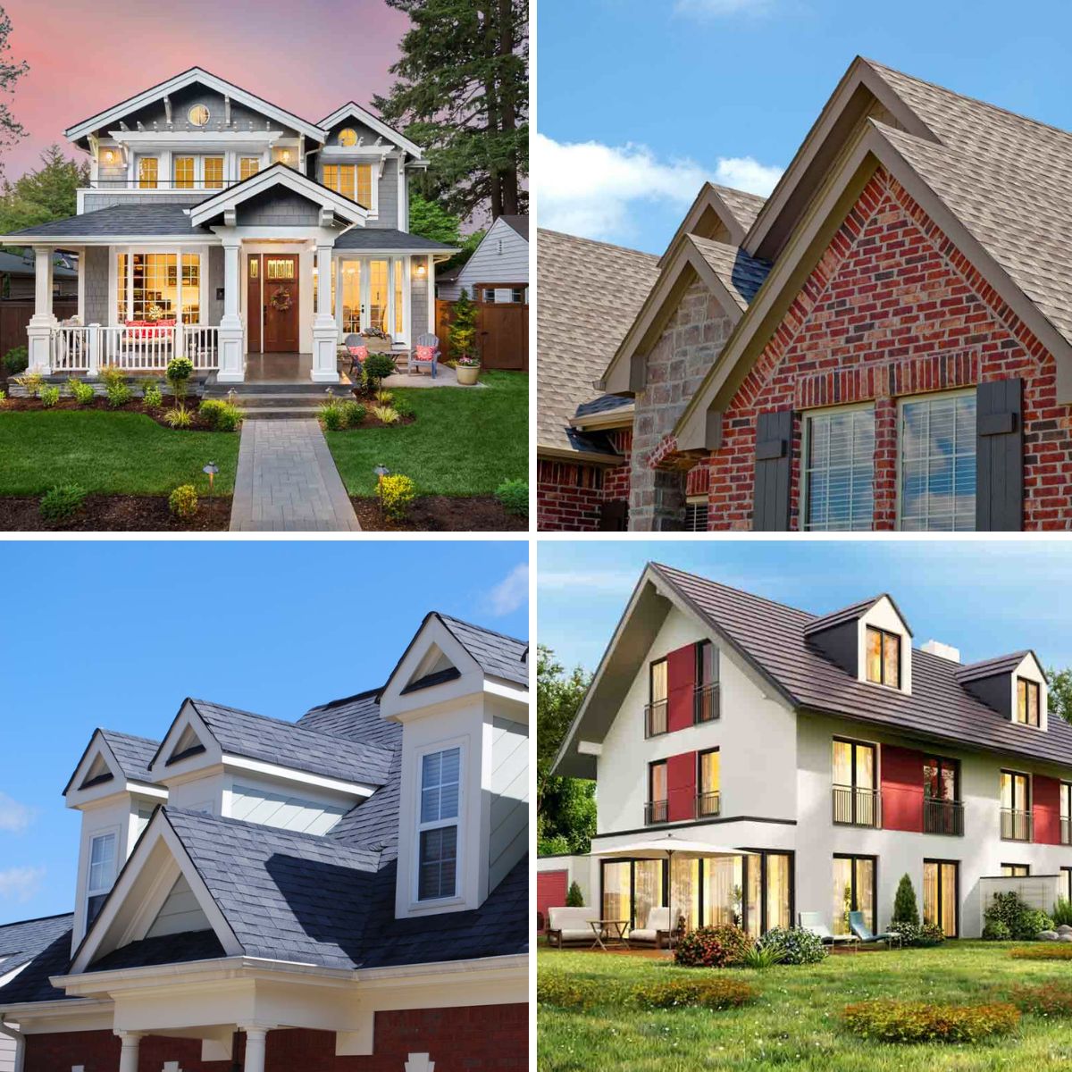 different houses with gable and dormers