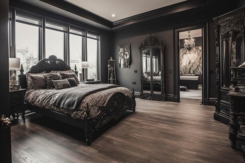 Gothic room with ornate furnishings