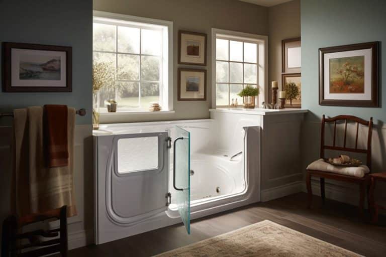 Walk in bathtub with elderly handicapped accessibility